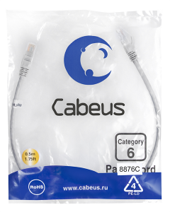 Cabeus PC-UTP-RJ45-Cat.6-0.5m-LSZH Патч-корд U/UTP, категория 6, 2xRJ45/8p8c, неэкранированный, серый, LSZH, 0.5м