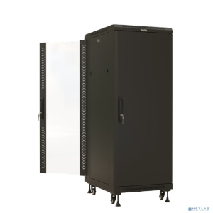 Шкаф коммутационный Hyperline (TTBR-2266-AS-RAL9004) напольный 22U 600x600мм пер.дв.стекл задн.дв.спл.стал.лист 2 бок.пан. 800кг черный 510мм 1166мм I