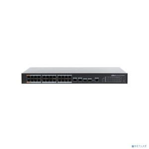 DAHUA DH-PFS4226-24ET-360 26-портовый управляемый коммутатор с РоЕ, уровень L2, 24xRJ45 100Mb PoE, 2хКомбо SFP/RJ45 1Gb uplink, суммарно 360Вт, коммут