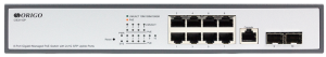 Коммутатор ORIGO Управляемый L2 PoE-коммутатор, 8x1000Base-T PoE, 2x1000Base-X SFP, PoE-бюджет 135 Вт, консольный порт RJ-45, комплект для установки в 19" стойку Коммутатор ORIGO Управляемый L2 PoE-коммутатор, 8x1000Base-T PoE, 2x1000Base-X SFP, PoE-бюджет 135 Вт, консольный порт RJ-45, комплект для установки в 19" стойку