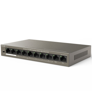 TEF1110P-8-63W - это неуправляемый 8 портовый коммутатор PoE с 2 портами восходящего канала, независимо разработанный Tenda. Соответствуя стандартам