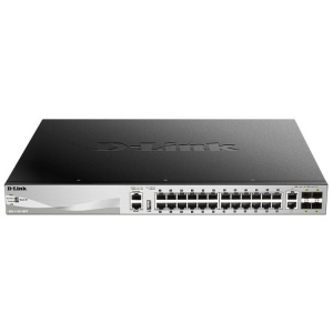 Коммутатор D-Link SMB D-Link DGS-3130-30PS/B1A PROJ Управляемый L3 стекируемый с 24 портами 10/100/1000Base-T, 2 портами 10GBase-T и 4 портами 10GBase-X SFP+ (24