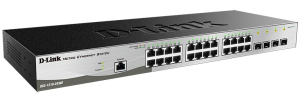 коммутатор D-Link Управляемый L2 коммутатор, 24x1000Base-T, 4x1000Base-X SFP, защита от статического электричества до 6 кВ, CLI, консольный порт RJ-45