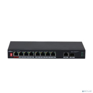 DAHUA DH-PFS3110-8ET1GT1GF-96 10-портовый неуправляемый коммутатор с PoE, 8xRJ45 10/100Mb PoE, 1xRJ45 1Gb uplink, 1xSFP 1Gb uplink, суммарно 96Вт, ком DAHUA DH-PFS3110-8ET1GT1GF-96 10-портовый неуправляемый коммутатор с PoE, 8xRJ45 10/100Mb PoE, 1xRJ45 1Gb uplink, 1xSFP 1Gb uplink, суммарно 96Вт, ком