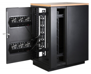 Шкаф коммутационный Lanmaster Soundproof (LAN-DC-CBSP-24U-WD) напольный 24U 750x1130мм пер.дв. с шумоизол. 2 бок.пан. без задн.дв. 1000кг 186кг с вент