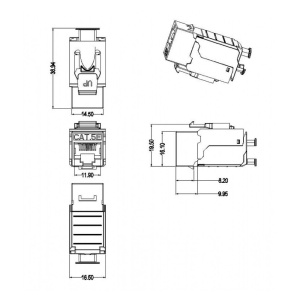 Аксессуары Hyperline Hyperline KJ9-8P8C-C5e-90-SH-F-WH Вставка Keystone Jack RJ-45 (8P8C), категория 5e, экранированная (RJ-45 (8P8C), категория 5e,