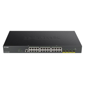 Коммутатор D-Link DGS-1250-28XMP/A1A L2 Smart Switch with 24 10/100/1000Base-T ports and 4 10GBase-X SFP+ ports (24 PoE ports 802.3af/802.3at (30 W),