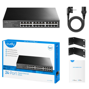 Коммутатор CUDY 24-Port Gigabit Metal Switch 24-Port Gigabit Switch, 24 Gigabit RJ45 Ports, IGMP Snooping, Loop Detection/Prevention, 802.1p/DSCP QoS,