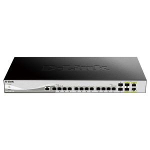 Коммутатор D-Link SMB D-Link DXS-1210-16TC/A3A PROJ Настраиваемый L2+ с 12 портами 10GBase-T, 2 портами 10GBase-X SFP+ и 2 комбо-портами 10GBase-T/SFP+