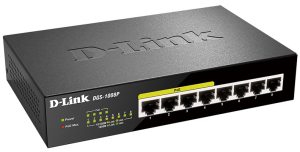 Коммутатор D-LINK Неуправляемый PoE-коммутатор, 8x1000Base-T (4x1000Base-T PoE), PoE-бюджет 80 Вт, корпус металл