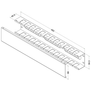 Органайзер Hyperline CM-2U-MLF-COV Кабельный организатор 2U металлический с крышкой, 19", 2U