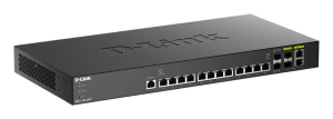 коммутатор D-Link PROJ Настраиваемый L2+ коммутатор, 12x10GBase-T, 2x10GBase-X SFP+, 2xCombo 10GBase-T/SFP+, CLI, консольный порт RJ-45