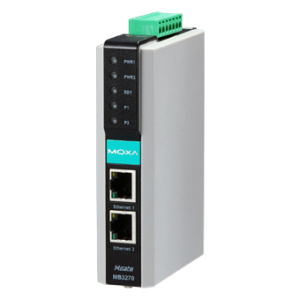 2-портовый преобразователь Modbus RTU/ASCII (RS-232/422/485) в Modbus TCP в промышленном исполнении с расширенным диапазоном температур