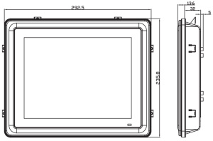 Медицинский безвентиляторный компьютер MPC102-845-DC, дисплей 10.4" XGA TFT, резистивный сенсорный экран, процессор Intel Celeron N3060, 1 x 204-pin S