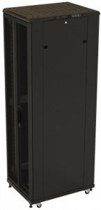 Шкаф серверный Hyperline TTBR-4281-DD-RAL9004 напольный 42U 800x1000мм пер.дв.перфор.2ств. задн.дв.перфор.2-хст. 2 бок.пан. 800кг черный 910мм 133кг 2
