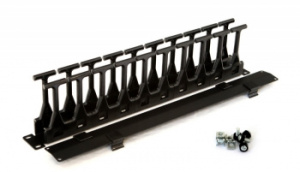 Кабельный органайзер горизонтальный Hyperline CMF-1U-FPL106-MCOV-RAL9005 односторонний гребенка 1U шир.:19" глуб.:106мм