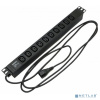 Hyperline SHE19-10IEC-2.5IEC Блок розеток для 19" шкафов, горизонтальный, 10xIEC 320 C13, 10A, 250В, кабель питания 3х1.0мм2, длина 2.5 м, с вилкой IE