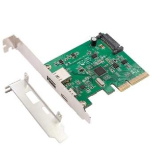 Контроллер ORIENT AM-31U2PE-AC, PCI-Ex4 v3.0, USB 3.2 Gen2 2-port ext (Type-A + Type-C), ASM1142 chipset, разъем доп.питания, в комплекте LP планка кр