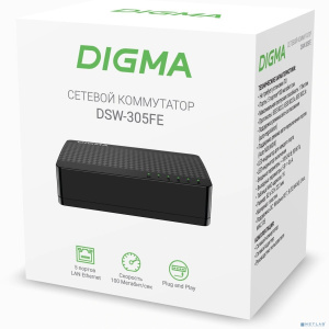 Digma DSW-305FE Коммутатор (L2) 5х100Мбит/с неуправляемый