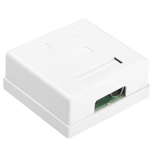 Розетка компьютерная Hyperline SB1-2-8P8C-C6-SH-WH RJ-45(8P8C), кат 6, экранированная, двойная, внешняя, Dual IDC