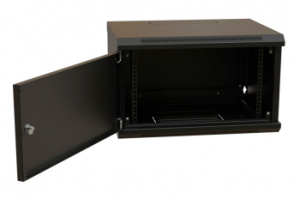 Шкаф коммутационный WRline (WR-TW-0966-SR-RAL9004) настенный 9U 600x600мм пер.дв.металл 2 бок.пан. 60кг черный 500мм 500мм IP20 сталь