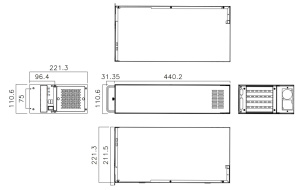 Корпус RACK-500AI/FSP350, 5U, 5 Full size слотов, темно-синий и черный,1 х внешний 3.5”, 1 x 3.5” HDD, 2 x USB, 1 x LPT, 1 x COM, 1 х 8 см вентилятор,