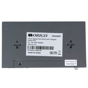 Коммутатор ORIGO OS2205P/60W/A1A Неуправляемый PoE-коммутатор
4x1000Base-T PoE+, 1x1000Base-T,
PoE-бюджет 60 Вт