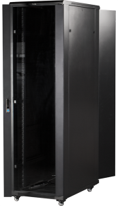 Шкаф Шкаф 19" Business, 22U 600x800, черный, передняя дверь стекло, задняя дверь распашная металл