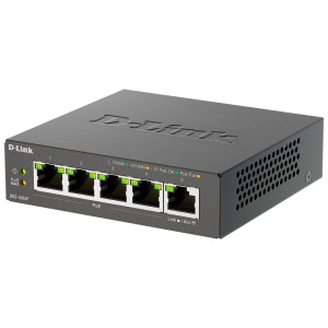 Коммутатор D-Link DGS-1005P/B3A с 5 портами 10/100/1000Base-T (4 порта PoE 802.3af/at, PoE‑бюджет 60 Вт)