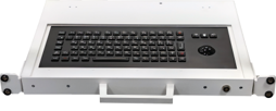 Клавиатура выдвижная безрельсовая 1U, антивандальная, 85 клавиш, трекбол 38мм из нерж. стали, USB, IP65 (передняя панель), красная подсветка, USB, цве
