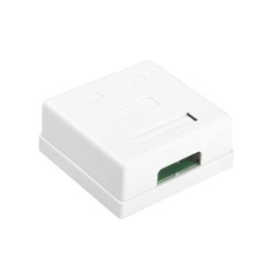 Аксессуары Розетка компьютерная Hyperline SB1-2-8P8C-C6-WH Розетка компьютерная RJ-45(8P8C), кат 6, двойная, внешняя, Dual IDC