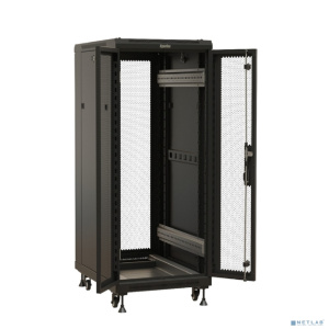 Шкаф коммутационный Hyperline TTBR-1866-DD-RAL9004 напольный, перфорированная двустворчатая передняя дверь, 18U, 600x988x600 мм