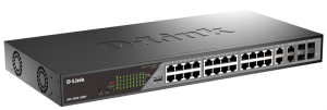 коммутатор D-Link Настраиваемый L2 PoE-коммутатор, 24x1000Base-T PoE, 4xCombo 1000Base-T/SFP, PoE-бюджет 370 Вт, дальность PoE до 250 м
