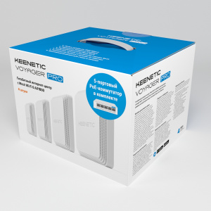 Маршрутизатор Keenetic Маршрутизатор/ Набор Voyager Pro 4-Pack Гигабитный интернет-центр с Mesh Wi-Fi 6 AX1800, анализатором спектра Wi-Fi, 2-портовым Маршрутизатор Keenetic Маршрутизатор/ Набор Voyager Pro 4-Pack Гигабитный интернет-центр с Mesh Wi-Fi 6 AX1800, анализатором спектра Wi-Fi, 2-портовым