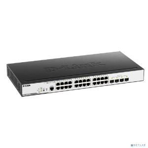 D-Link DGS-3000-28LP/B1A Управляемый L2 коммутатор с 24 портами 10/100/1000Base-T и 4 портами 1000Base-X SFP (24 порта PoE 802.3af/at, PoE-бюджет 193