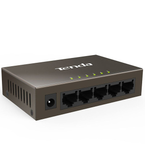Коммутатор Tenda TEF1005D Коммутатор неуправляемый, 5 портов 5x100 Мбит/с, настольный, металлический корпус