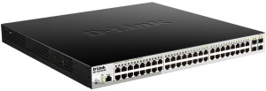 Коммутатор D-LINK Коммутатор/ DGS-1210-52P/ME/B Managed L2 Metro Ethernet Switch 48x1000Base-T PoE, 4x1000Base-X SFP, PoE Budget 193W, Surge 6KV, CLI, RJ45 Console,