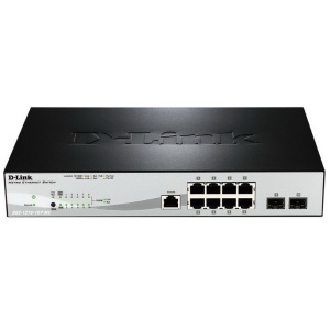 Коммутатор D-Link DGS-1210-10P/ME/A1A Управляемый коммутатор 2 уровня с 8 портами 10/100/1000Base-T с поддержкой PoE и 2 портами 1000Base-X SFP, RTL {