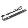 Cabeus PDU-6P-B-2EU Блок евророзеток для 19" шкафов, горизонтальный, 6 розеток, автоматический выключатель 16 A , шнур 2м, алюминиевый корпус, немецк