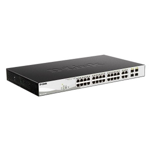 Коммутатор D-Link SMB D-Link DGS-1210-28P/F3(A) Настраиваемый L2 с 24 портами 10/100/1000Base-T и 4 комбо-портами 100/1000Base-T/SFP (24 порта PoE 802.3af/at, Po