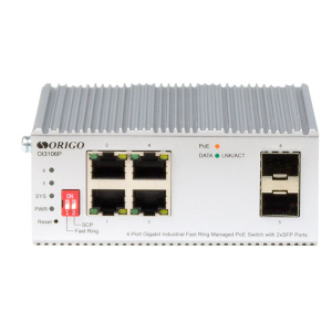 Коммутатор ORIGO OI3106P/60W/A1A Промышленный управляемый L2
PoE-коммутатор 4x1000Base-T PoE+,
2x1000Base-X SFP, PoE-бюджет 60 Вт