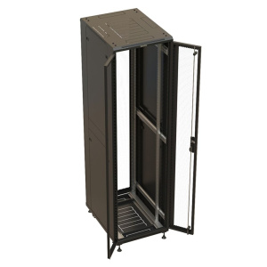 Шкаф Hyperline TTBR-4762-DD-RAL9004 напольный 19-дюймовый, 47U, 2277x600х1200 мм (ВхШхГ), передняя и задняя распашные перфорированные двери (75%), руч