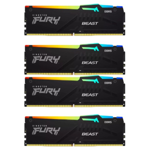Память DDR5 4x32GB 5600MHz Kingston KF556C40BBAK4-128 Fury Beast Black RGB RTL Gaming PC5-44800 CL40 DIMM 288-pin 1.25В dual rank с радиатором Ret