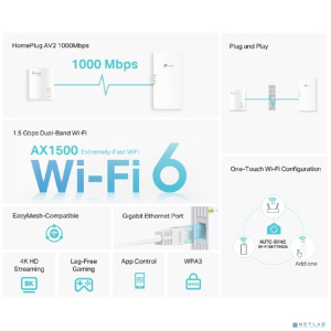TP-Link TL-WPA7817 KIT AV1000 Комплект гигабитных Powerline-адаптеров с AX1500 Wi-Fi 6