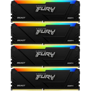 Память оперативная/ Kingston 64GB 2666MT/s DDR4 CL16 DIMM (Kit of 4) FURY Beast RGB