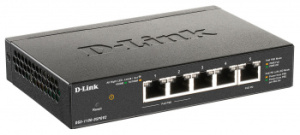 Коммутатор D-LINK DGS-1100-05PDV2 5x1Гбит/с 2PoE 18W настраиваемый