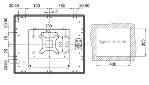 Промышленный монитор DM-F19A/R, дисплей19" SXGA, 1280 х 1024, 350 кд/м2, резистивный сенсорный дисплей (USB), антибликовое покрытие, питание 9~36 В