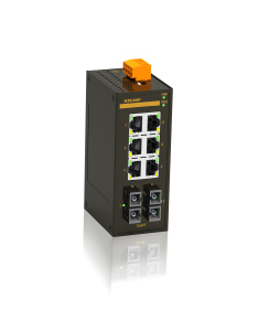 Неуправляемый коммутатор c 2 портами 100Base-FX (одномод, разъем SC, 60 км), 6 портами 10/100Base-T(X) (разъем RJ45), два входа питания 18-30 В пер