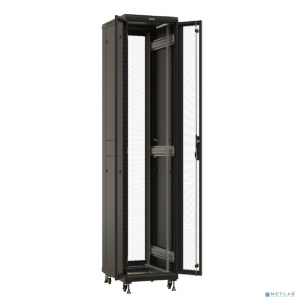 Шкаф серверный Hyperline (TTBR-4261-DD-RAL9004) напольный 42U 600x1000мм пер.дв.перфор. задн.дв.перфор. 2 бок.пан. направл.под закл.гайки 800кг черный