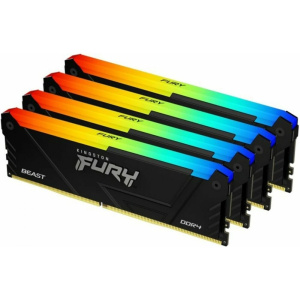 Оперативная память KINGSTON Память оперативная/ 64GB 2666MT/c DDR4 CL16 DIMM (Kit of 4) FURY Beast RGB